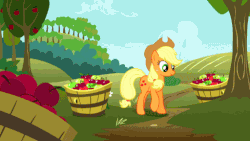 Size: 512x288 | Tagged: safe, screencap, applejack, spike, dragon, earth pony, pony, g4, spike at your service, animated, cute, female, male, mare