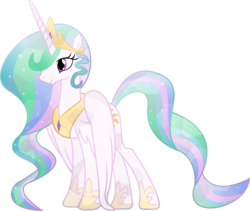 Size: 6500x5481 | Tagged: safe, artist:theshadowstone, princess celestia, alicorn, crystal pony, pony, g4, absurd resolution, crown, crystallized, cute, cutelestia, female, flowing mane, horn, jewelry, mare, regalia, simple background, smiling, solo, spread wings, transparent background, vector, wings