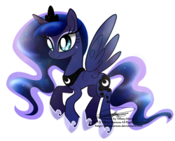 Size: 890x715 | Tagged: safe, artist:tiffanymarsou, princess luna, alicorn, pony, g4, chibi, concave belly, ethereal mane, ethereal tail, female, mare, simple background, slender, solo, spread wings, tail, thin, transparent background, wings