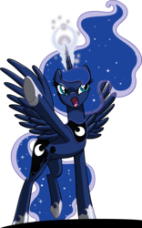 Size: 7950x12750 | Tagged: safe, alternate version, artist:cencerberon, idw, princess luna, alicorn, pony, g4, absurd resolution, female, magic, mare, open mouth, simple background, solo, transparent background, vector