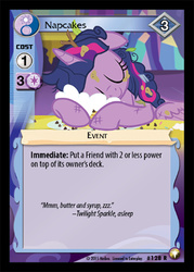 Size: 344x480 | Tagged: safe, enterplay, twilight sparkle, alicorn, pony, equestrian odysseys, g4, my little pony collectible card game, card, ccg, female, i'm pancake, mare, pancakes, twilight sparkle (alicorn)