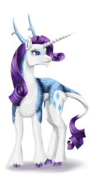 Size: 2500x4164 | Tagged: safe, artist:stormcrow-42, rarity, kirin, g4, antlers, cloven hooves, female, high res, horn, mane, scales, simple background, solo, species swap, tail, transparent background, unshorn fetlocks