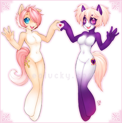 Size: 900x909 | Tagged: safe, artist:neolucky, oc, oc only, anthro, unguligrade anthro, barbie doll anatomy, belly button, breasts, featureless breasts, featureless crotch, female, heart, key