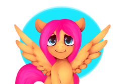 Size: 3000x2000 | Tagged: safe, artist:misstwipietwins, fluttershy, pegasus, pony, g4, bust, female, high res, looking at you, mare, portrait, smiling, solo, spread wings, wings