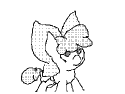 Size: 320x240 | Tagged: safe, artist:tapeysides, oc, oc only, oc:itty bit, animated, baby, cute, diaper, flipnote studio, foal, frame by frame, monochrome