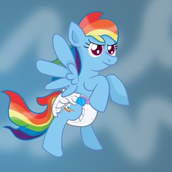 Size: 1280x1280 | Tagged: safe, artist:tapeysides, rainbow dash, g4, diaper, female, non-baby in diaper, poofy diaper, solo