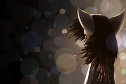 Size: 2325x1550 | Tagged: safe, artist:teknibaal, oc, oc only, pony, abstract background, looking down, rear view, solo