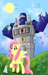 Size: 689x1081 | Tagged: safe, artist:kartoon12, fluttershy, g1, g4, beachcomber (transformers), transformers