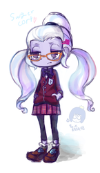 Size: 523x900 | Tagged: safe, artist:weiliy, sugarcoat, equestria girls, g4, my little pony equestria girls: friendship games, chibi, clothes, crystal prep academy uniform, female, glasses, school uniform, solo, sugarcute