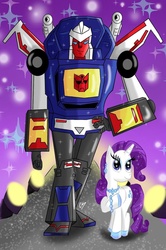 Size: 729x1096 | Tagged: safe, artist:kartoon12, rarity, g1, g4, tracks (transformers), transformers