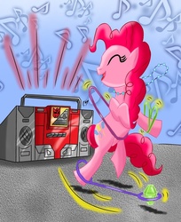 Size: 777x951 | Tagged: safe, artist:kartoon12, pinkie pie, g1, g4, blaster, transformers