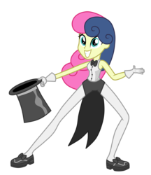 Size: 5000x5775 | Tagged: safe, artist:mixiepie, bon bon, sweetie drops, all's fair in love & friendship games, equestria girls, g4, my little pony equestria girls: friendship games, absurd resolution, bowtie, clothes, female, gloves, hat, implied lesbian, implied lyrabon, implied shipping, long legs, pantyhose, shoes, simple background, solo, top hat, transparent background, vector