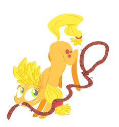 Size: 958x1029 | Tagged: safe, artist:burrburro, applejack, g4, female, lasso, mouth hold, rope, solo