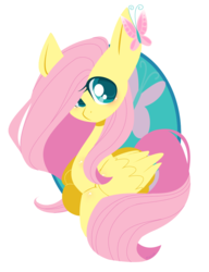 Size: 890x1157 | Tagged: safe, artist:o0scarlett0o, fluttershy, butterfly, g4, female, solo