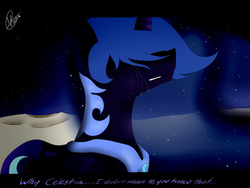 Size: 1400x1050 | Tagged: safe, artist:crystalheartz6, nightmare moon, g4, crying, female, gritted teeth, hair over eyes, hidden eyes, moon, solo, space