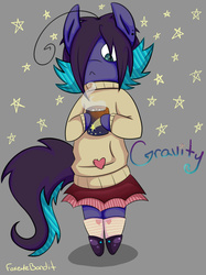 Size: 1280x1707 | Tagged: safe, artist:foxeye-bandit, oc, oc only, pony, bipedal, clothes, hot chocolate, solo, sweater