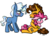 Size: 4000x2857 | Tagged: safe, artist:littlecloudie, cheese sandwich, pinkie pie, pokey pierce, g4, :p, :t, blushing, eyes closed, female, frown, glare, gritted teeth, hug, love triangle, male, pinkie pie gets all the stallions, raspberry, ship:cheesepie, ship:pokeypie, shipping, straight, tongue out, waifu thief