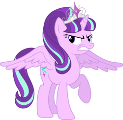Size: 3057x3000 | Tagged: dead source, safe, artist:theshadowstone, starlight glimmer, alicorn, pony, g4, alicornified, angry, crown, female, high res, jewelry, race swap, regalia, s5 starlight, simple background, solo, starlicorn, this will end in communism, transparent background, vector, xk-class end-of-the-world scenario