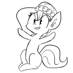Size: 383x383 | Tagged: safe, artist:tjpones, oc, oc only, oc:brownie bun, earth pony, pony, horse wife, animated, black and white, clapping, cute, ear fluff, female, gif, grayscale, grin, mare, monochrome, reaction image, simple background, sitting, smiling, solo, white background, wide eyes