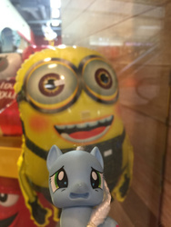 Size: 540x720 | Tagged: safe, balloon, behind you, bootleg, bootleg pone, cancerous, concerned pony, despicable me, high octane nightmare fuel, minion, minions, nightmare fuel, photo, scared, wat, why are we still here? just to suffer?, xk-class end-of-the-world scenario