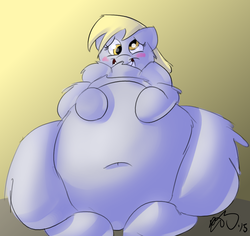 Size: 984x928 | Tagged: safe, artist:093, derpy hooves, pegasus, pony, g4, aderpose, belly, belly button, fat, female, mare, obese, solo