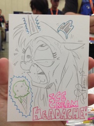 Size: 600x799 | Tagged: safe, artist:andypriceart, princess luna, g4, brain freeze, derp, female, ice cream, solo, traditional art