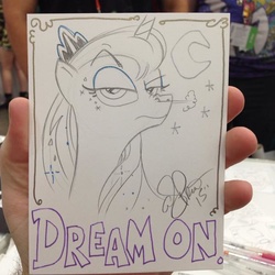 Size: 600x600 | Tagged: safe, artist:andypriceart, princess luna, g4, female, snorting, solo, traditional art