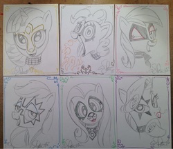 Size: 600x519 | Tagged: safe, artist:andypriceart, applejack, fluttershy, pinkie pie, rainbow dash, rarity, twilight sparkle, alicorn, fox, pony, g4, ace frehley, ankh, eric carr, female, gene simmons, kiss (band), makeup, mane six, mare, paul stanley, peter criss, the ankh warrior, the catman, the demon, the fox, the spaceman, the starchild, tongue out, traditional art, twilight sparkle (alicorn), vinnie vincent