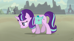 Size: 3608x2015 | Tagged: safe, artist:tsand106, starlight glimmer, pony, g4, female, high res, sad, sad face, saddle bag, sadlight glimmer, solo, walking