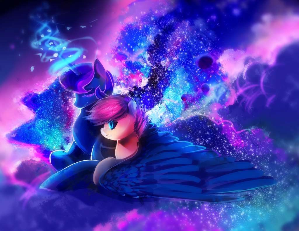 Safe Artist Aquagalaxy Princess Luna Scootaloo Bat Pony