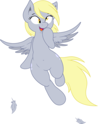 Size: 7556x9598 | Tagged: safe, artist:joey darkmeat, artist:portalart, derpy hooves, pegasus, pony, g4, absurd resolution, belly button, both cutie marks, cute, derpabetes, feather, female, mare, open mouth, simple background, smiling, solo, transparent background, wide hips