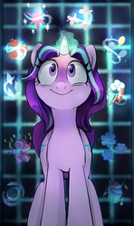 Size: 1024x1725 | Tagged: safe, artist:ketticat55, applejack, double diamond, fluttershy, night glider, party favor, pinkie pie, rainbow dash, rarity, starlight glimmer, sugar belle, twilight sparkle, pony, unicorn, g4, the cutie map, alternate hairstyle, bad end, cute, cutie mark, cutie mark vault, evil, evil starlight, female, glimmerbetes, magic, mare, s5 starlight, smiling, solo, wide eyes