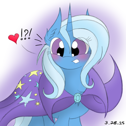 Size: 1000x1000 | Tagged: dead source, safe, artist:php66, trixie, g4, blushing, fluffy, heart, lip bite, looking at you, solo, surprised, wide eyes