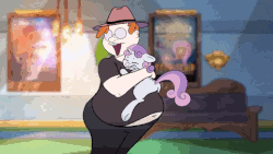 Size: 480x270 | Tagged: safe, artist:pikapetey, king sombra, sweetie belle, human, ponies the anthology v, g4, a heart for sweetie belle, animated, behaving like a cat, brony, brony stereotype, clothes, crushed, cute, do not want, fat, fedora, frame by frame, hat, hug, kissing, looney tunes, neckbeard, nightmare fuel, pepe le pew, personal space invasion, sombradorable, stereotype, struggle snuggle, struggling, that pony sure does love stairs