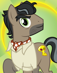 Size: 1600x2036 | Tagged: safe, artist:chainchomp2, part of a set, doctor caballeron, earth pony, pony, g4, clothes, looking at you, male, neckerchief, raised hoof, ring, shirt, smiling, solo, stallion, stubble, vector