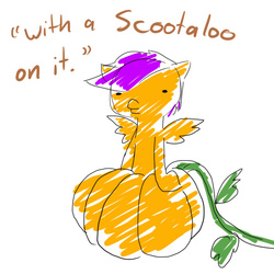 Size: 700x700 | Tagged: safe, artist:artylovr, scootaloo, g4, pumpkin, quote, wat