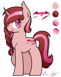 Size: 711x891 | Tagged: safe, artist:cloureed, oc, oc only, oc:candy heart, bat pony, pony, unicorn, pink eyes, simple background, solo, transparent background