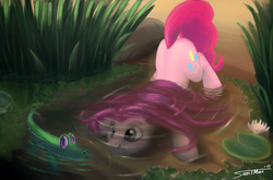 Size: 2300x1520 | Tagged: safe, artist:sa1ntmax, gummy, pinkie pie, g4, face down ass up, pond, underwater, wet mane