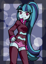 Size: 600x830 | Tagged: safe, artist:nekojackun, sonata dusk, equestria girls, g4, my little pony equestria girls: rainbow rocks, clothes, cute, female, grin, hand on hip, looking at you, shorts, smiling, socks, solo, sonatabetes, thigh highs, zettai ryouiki