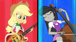 Size: 1280x714 | Tagged: safe, screencap, applejack, octavia melody, equestria girls, g4, my little pony equestria girls: rainbow rocks