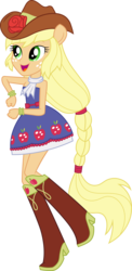 Size: 3331x6819 | Tagged: safe, artist:sugar-loop, applejack, equestria girls, g4, my little pony equestria girls, boots, bracelet, clothes, cowboy boots, cowboy hat, cutie mark on clothes, dancing, dress, fall formal outfits, female, hat, jewelry, ponied up, ponytail, shoes, simple background, solo, transparent background, vector