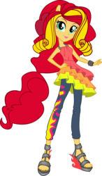 Size: 3869x6605 | Tagged: safe, artist:sugar-loop, sunset shimmer, equestria girls, g4, my little pony equestria girls: rainbow rocks, female, looking at you, ponied up, simple background, solo, transparent background, vector