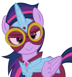 Size: 6360x6800 | Tagged: safe, artist:joemasterpencil, twilight sparkle, alicorn, pony, g4, power ponies (episode), absurd resolution, cute, female, goggles, mare, masked matter-horn costume, power ponies, simple background, solo, transparent background, twiabetes, twilight sparkle (alicorn), vector
