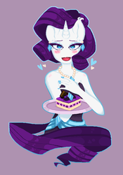 Size: 539x769 | Tagged: safe, artist:ahimay, rarity, anthro, g4, ambiguous facial structure, cake, female, food, nail polish, solo