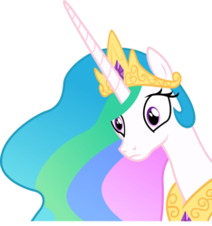 Size: 2402x2571 | Tagged: safe, princess celestia, alicorn, pony, a canterlot wedding, g4, female, frown, high res, mare, reaction image, simple background, solo, transparent background, vector, wide eyes, worried