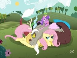 Size: 1024x768 | Tagged: safe, artist:pimpartist101, discord, fluttershy, screwball, g4, family, female, male, ship:discoshy, shipping, straight