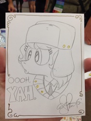Size: 768x1024 | Tagged: safe, artist:andypriceart, march gustysnows, g4, princess spike, clothes, coat, female, hat, solo, traditional art, ushanka