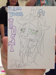 Size: 768x1024 | Tagged: safe, artist:andypriceart, queen chrysalis, changeling, g4, andy price, classy, disney, disneyland, drawing, female, ghost host, photo, sketch, solo, the haunted mansion, traditional art, walt disney world, welcome foolish mortals