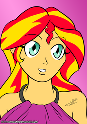 Size: 1238x1744 | Tagged: safe, artist:otakon, sunset shimmer, equestria girls, g4, my little pony equestria girls: rainbow rocks, anime, bust, female, solo