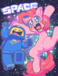 Size: 600x780 | Tagged: safe, artist:jirousan, pinkie pie, g4, benny, crossover, duo, lego, open mouth, space, starry eyes, the lego movie, wingding eyes